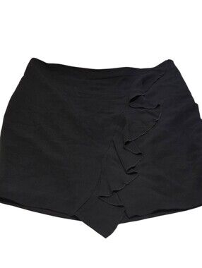 Banana Republic Black Ruffle Front Mini Skirt Side-Zip Size 12 VGUC